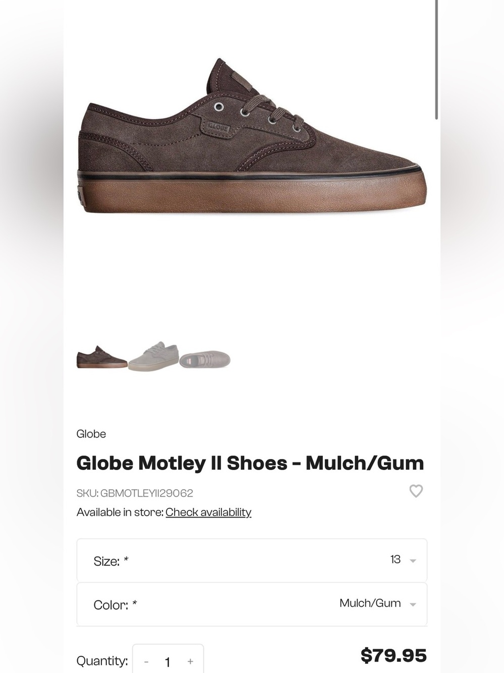 Globe Motley II Men's Sneakers - Mulch/Gum (Size 13)
